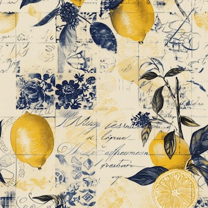 Lemon Rice Paper for Decoupage: Vintage Italian Citrus Collage Print