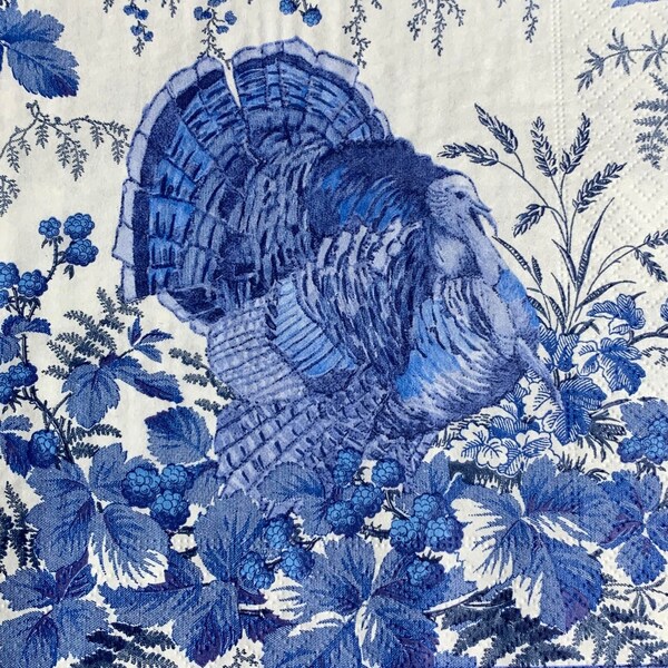 Blue and White Toile Paper Napkins Etsy
