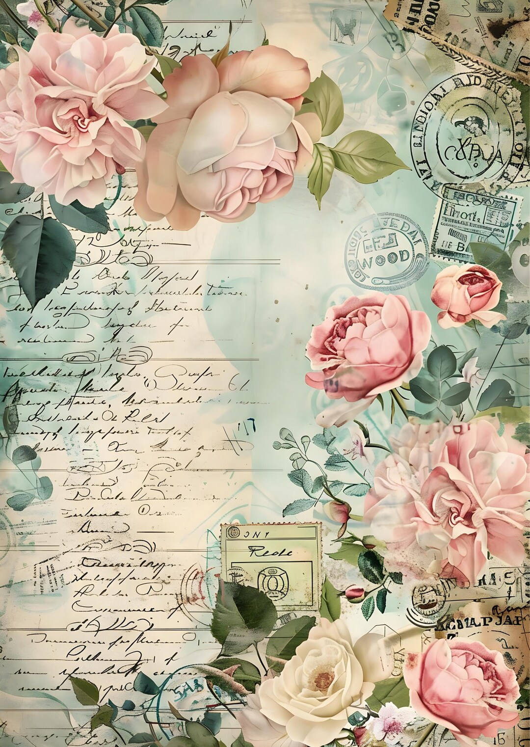 Pink Rice Paper Pink Rose Rice Paper for Decoupage: Vintage Floral Ephemera A4 - Etsy
