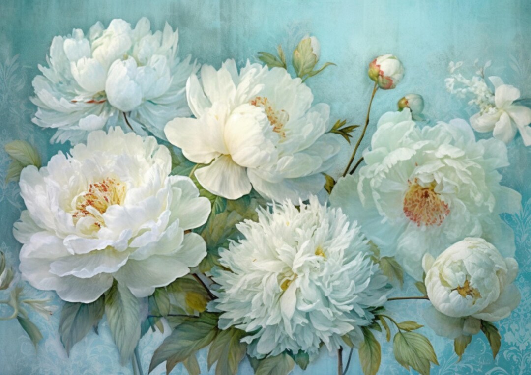 Peony Rice Paper Peony Decoupage Rice Paper Shabby Chic Cottagecore Floral A4 Sheet - Etsy