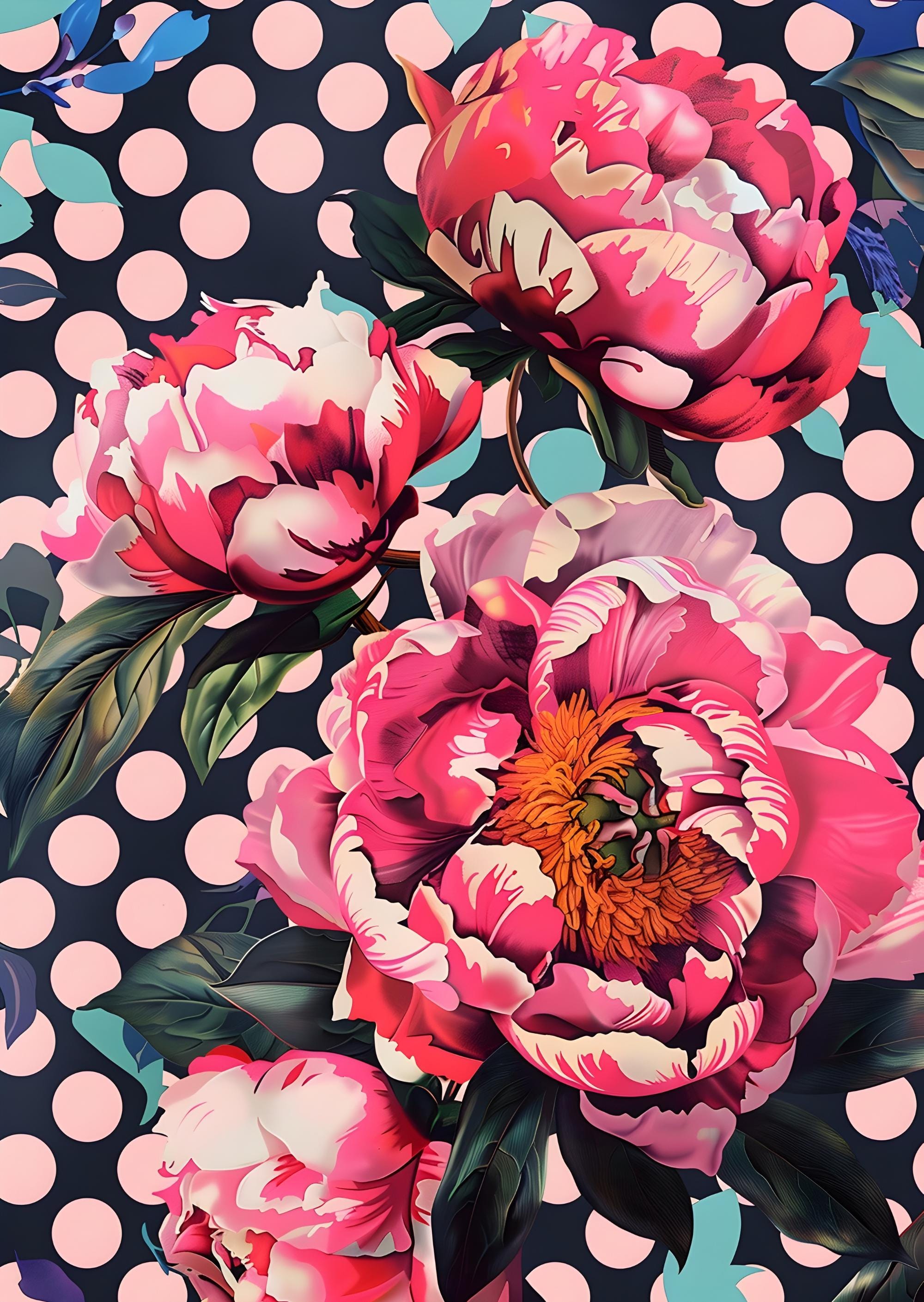 Peony Rice Paper Peony Rice Paper for Decoupage: Pink Floral Polka Dot A4 Sheet - Etsy