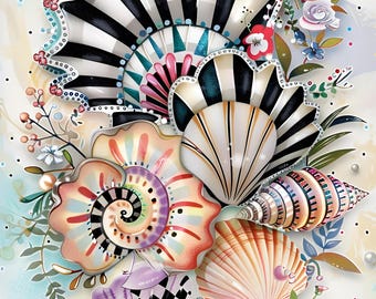 Seashell Rice Paper for Decoupage  A4 Coastal Sheet