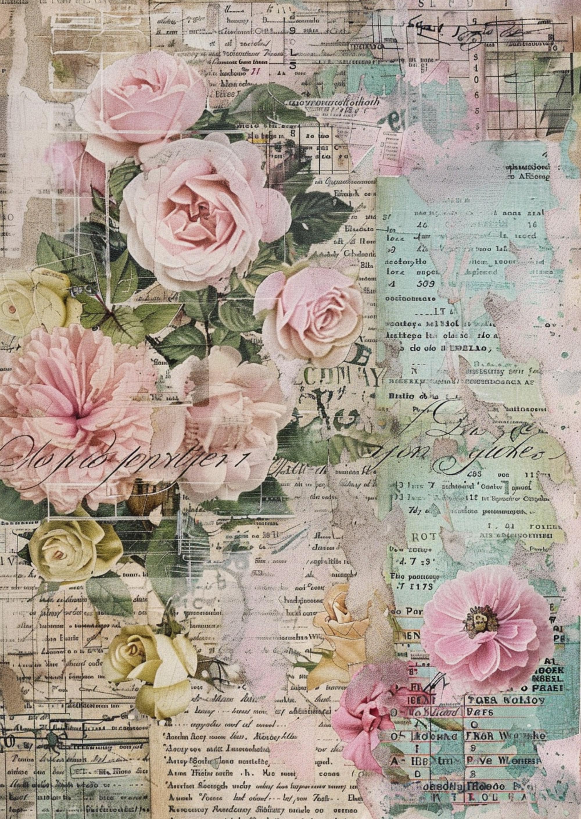 Pink Rice Paper Pink Rose Rice Paper: Botanical Collage Sheet for Decoupage - Etsy