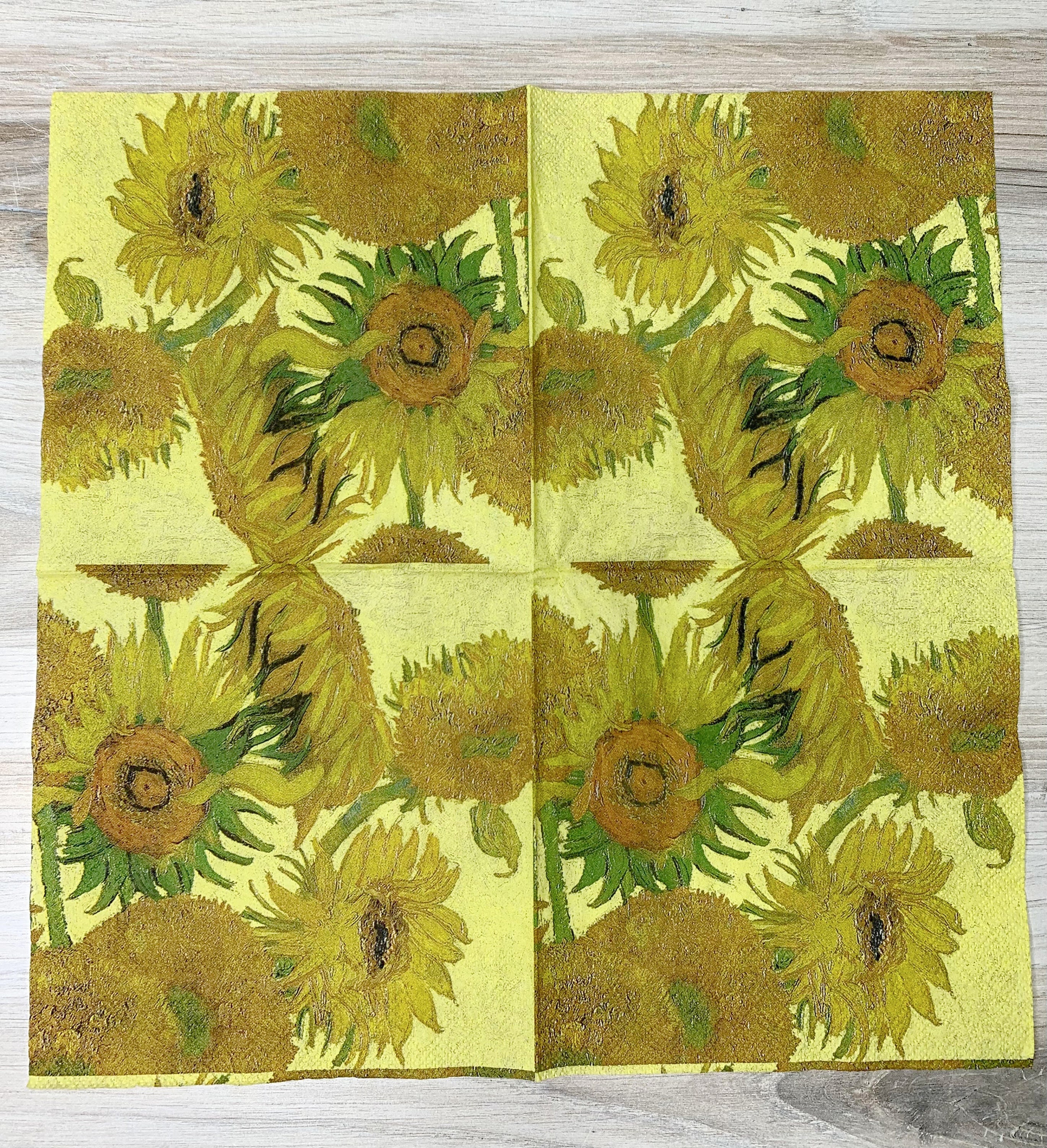 3 x Single Paper Napkins For Decoupage Yellow Van Gogh Painting Sunflowers M349 