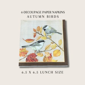 Chickadee Bird Decoupage Napkins: Autumn Paper Craft Set of 4
