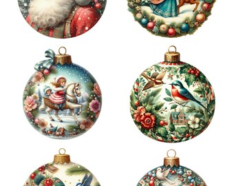 Vintage Christmas Ornament Decoupage Rice Paper A4 Sheet