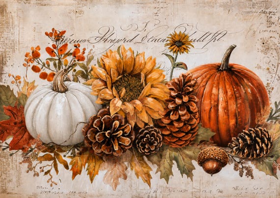 Autumn pumpkins Rice paper for decoupage A3 sheet