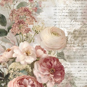 Vintage Pink Roses Rice Paper: A4 Decoupage Paper for Scrapbooking