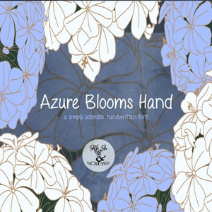 Azuurblauwe bloemen hand | Lettertype SVG, Cricut SVG, digitale download, SVG lettertype, open TrueType, TrueType, download voor commercieel lettertype, handgeschreven
