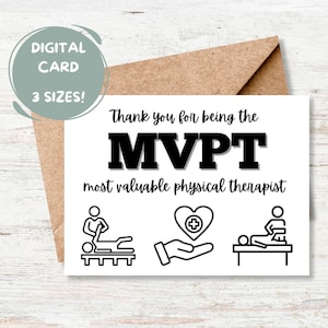 Physical Therapy Gift, Printable Physical Therapy Card, PT Card, Physical Therapist Thank You Card, PT Month, Employee Appreciation, PT Gift