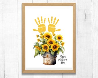 Muttertags-Handabdruck-Handwerk, erstes Muttertagsgeschenk vom Baby, Oma-Geschenk vom Baby, Handabdruck-Kunst, Handabdruck-Blumen, Fußabdruck-Kunst