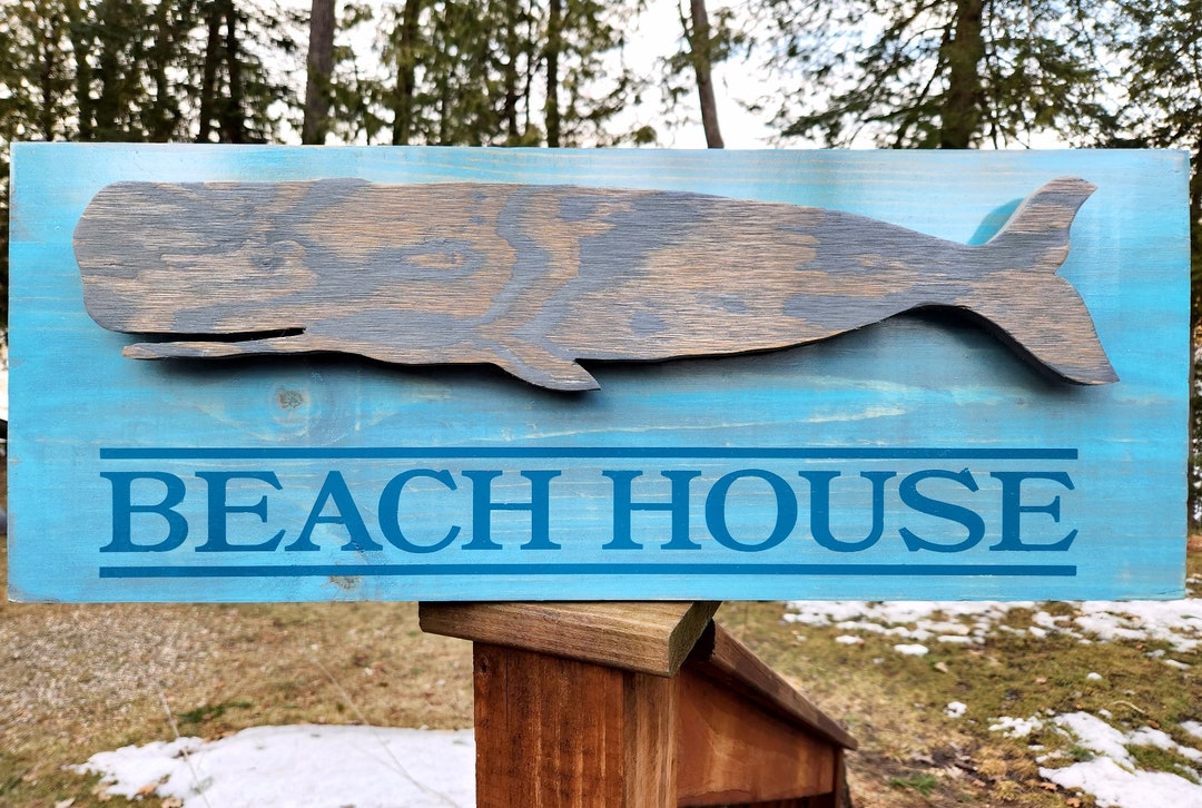 Nautical 24 Whale Wood Beach House Sign Plaque Nautical Etsy