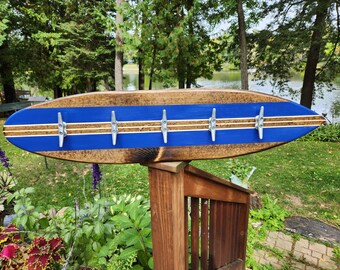 Wood Surfboard 5 Cleat Rack Custom color, 40" Beach Coastal Nautical Decor