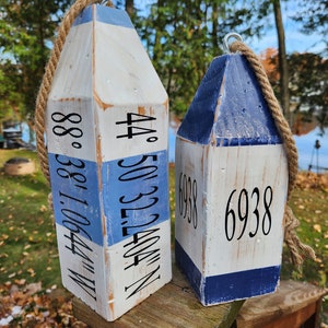 Wood Lobster Buoy add House number Buoy - GPS, Latitude/Longitude , Nautical Decor, beach house