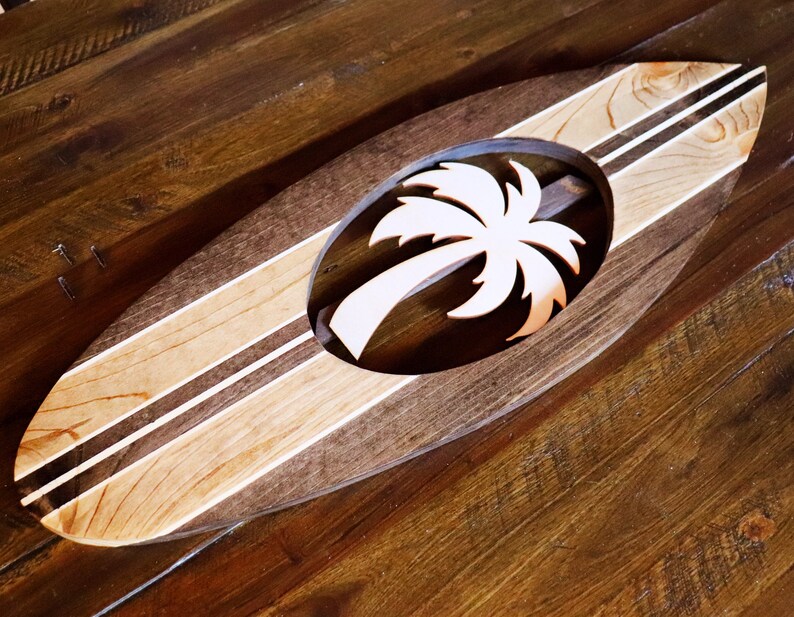 Handmade Palm Tree Wood Surfboard Wall Decor 26 Beach Etsy
