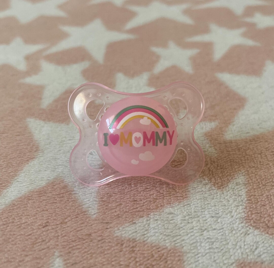 ABDL Modified Pacifier - MAM Small Clear Pink I Love Mommy - Etsy