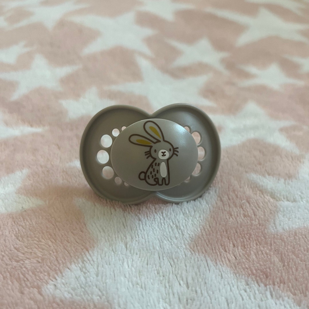 ABDL Modified Pacifier - MAM Matte Gray Bunny - Etsy