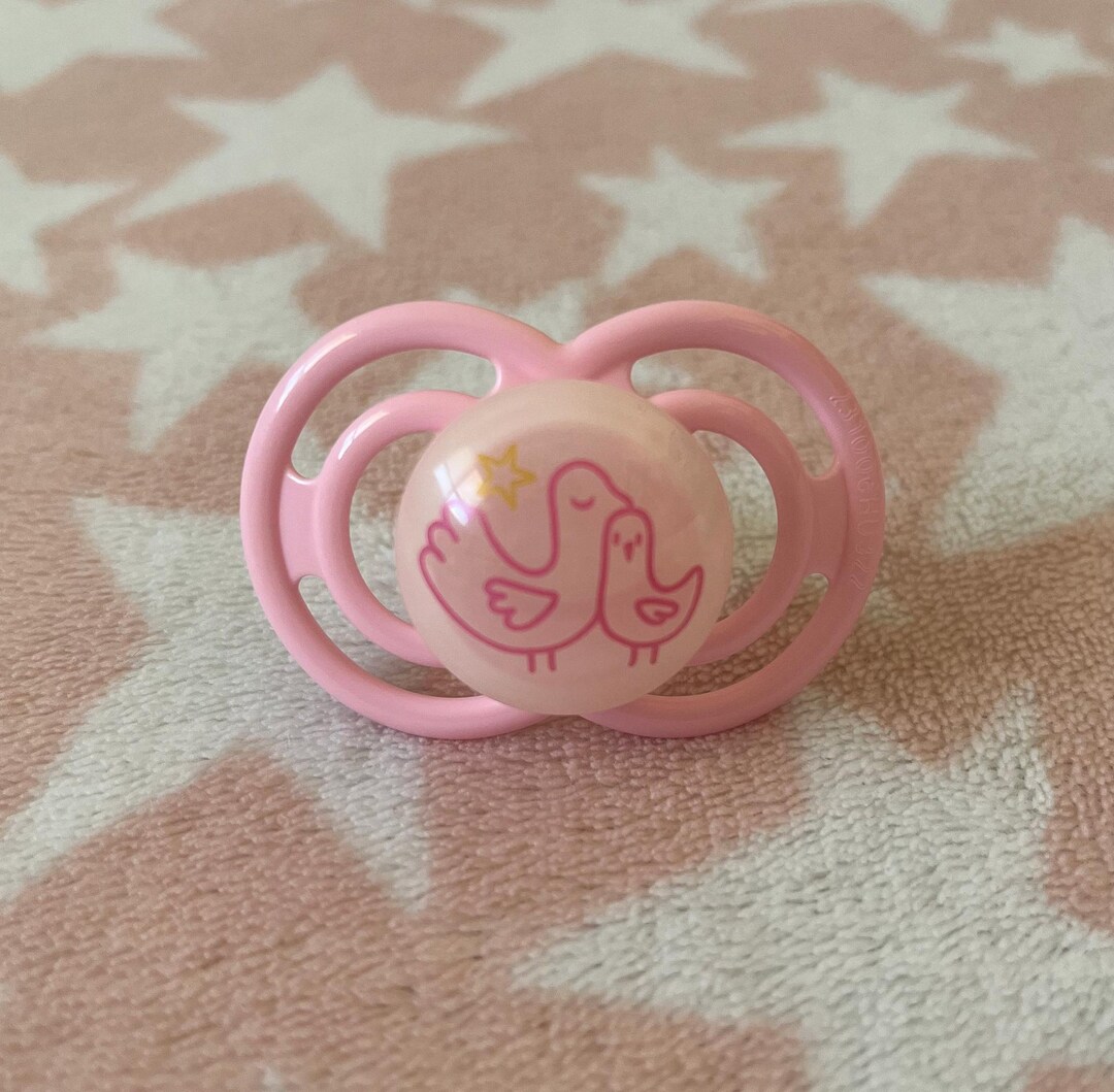 ABDL Modified Pacifier MAM Pink Loving Birds - Etsy