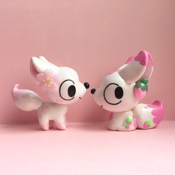 Made To Order Strawberry and Sakura Fox Scented Polymer Clay Figurines