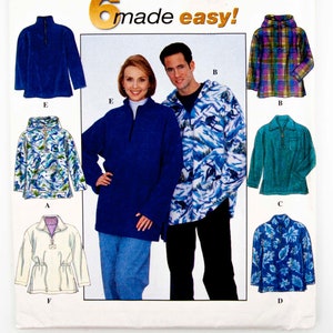Simplicity Sewing Pattern 8262, Easy to Sew, Vintage Pattern, Misses&#39;/Men&#39;s/ Teens&#39; Top, Size XS-M/L-XL, UNCUT (factory folded), Year 1998