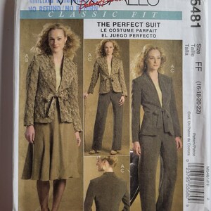 McCall&#39;s Schnittmuster 5481, Misses&#39; gefütterte Jacke, Hose, Rock, klassische Passform, der perfekte Anzug, Größe 16-18-20-22, UNCUT (FF), Jahr 2007