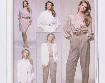 Simplicity Sewing Pattern 9368, Misses' Pants, Blouse, Jacket, Skirt, Vintage Pattern, Plus Size 18-20-22 UNCUT (factory folded) Year 1989