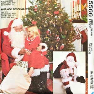McCalls Crafts Sewing Pattern 5566, Santa Adults Costume along with Bag and Santa Doll, Size Large 42-44, UNCUT/CUT, 1991