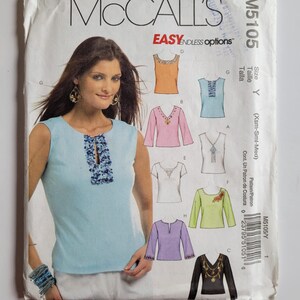 McCall&#39;s Sewing Pattern 5105, Misses&#39; Top, Easy to Sew, Size XS-M (4-14), UNCUT (factory folded), Year 2006