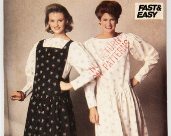 Butterick Sewing Pattern 5755,  Misses' Jumper, Dress, Easy to Sew,  Vintage Pattern, Size (12-14-16), UNCUT (factory folded), Year 80s'