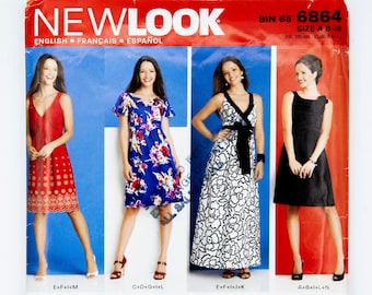 New Look Sewing Pattern 6864, Misses' Dress, Size 8-18, UNCUT, Year 2009