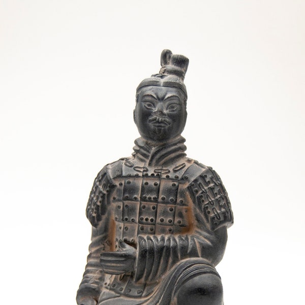 Ancienne Statue Archéologique du Général Guerrier Xian en Terre Cuite, Mains Jointes, Figurine en Argile
