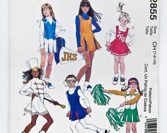 McCalls Sewing Pattern 2855, Costumes pour Halloween et sports scolaires, gilet, pull, robe, sous-couches de jupe, taille 7-10/10-14, non coupé, 2000