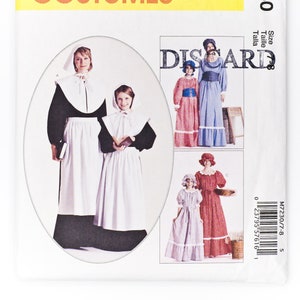 May include: A sewing pattern for three pilgrim costumes. The pattern is for a woman and two children. The pattern is from McCall's Costumes and the pattern number is M7230.
