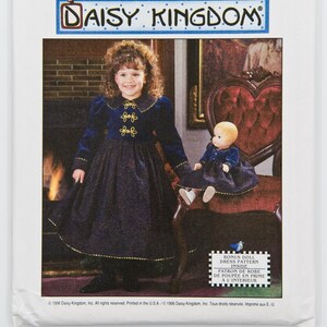 Simplicity Sewing Pattern 7348, Daisy Kingdom Girls Dress and Doll Dress for 17&quot; Inch Doll, Size 3-6/ 7-12, UNCUT, 1996