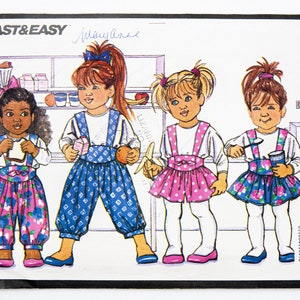 Butterick Sewing Pattern 5585, Toddlers&#39;/Children&#39;s Top, Jumpsuit, Jumper, Easy to Sew, Vintage Pattern, Size 1-2-3, UNCUT (ff)Year 1991