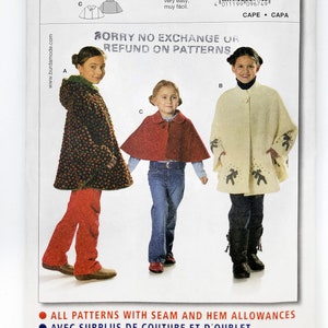 Burda Sewing Pattern 9674, Easy to Sew, Burda Easy, Children&#39;s / Girls&#39; Cape, Size 4-10, UNCUT (factory folded), Year 2006