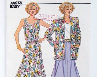 Butterick Sewing Pattern 3823, Misses' Jacket, Skirt, Top, Easy to Sew, Vintage Pattern, Size 8-10-12, UNCUT (factory folded), Year 1986