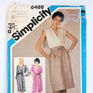Simplicity-naaipatroon 6488, juffrouwjurk, vintage patroon, maat 12-14-16, ONBESNEDEN (in de fabriek gevouwen), jaar 1984