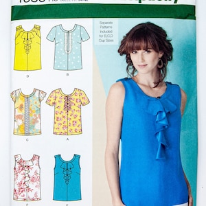 Simplicity Sewing Pattern 1886, Misses&#39; Top, Size 6-14, UNCUT (factory folded), Year 2012