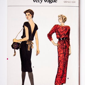 Vogue Sewing Pattern 9469, Misses' Dress, Vintage Pattern, Easy to Sew, Size 20-22-14, UNCUT (factory folded), Year 1985