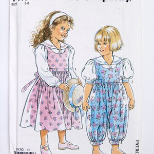 Simplicity Sewing Pattern 7417, Children's Jumper, Jumpsuit, Blouse, Vintage Pattern, Easy to Sew, Size 3-8, UNCUT (factory folded)Year 1991