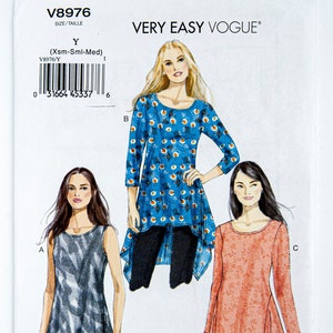 Vogue Sewing Pattern 8976, Misses&#39; Tunic, Top, Easy to Sew, Vintage Pattern, Size XS-S-M, UNCUT (factory folded), Year 2014