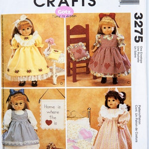 McCall&#39;s Crafts Sewing Pattern 3275, Doll Clothes and Craft Pattern, One Size 18&quot; Doll, UNCUT (factory folded), Year 2001
