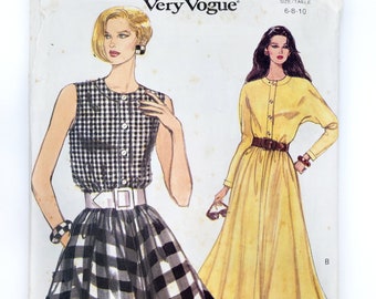 Patrón de costura Vogue 8288, Fácil de coser, Patrón vintage, Vestido de mujer, Talla 6-8-10, UNCUT (doblado en fábrica), Año 1992