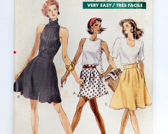 Vogue Sewing Pattern 7299, Easy to Sew, Vintage Pattern, Misses' Culottes, Skirt, Size 6-8-10, UNCUT (factory folded), Year 1988