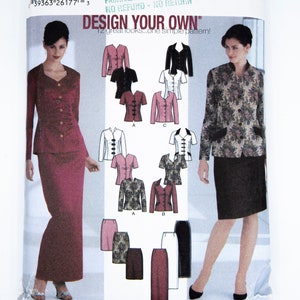 May include: A sewing pattern for a jacket and skirt. The pattern is for sizes 8, 10, 12, and 14. The pattern is from Simplicity and has the number 5787 on it. The pattern is for a jacket and skirt with a variety of different looks. The pattern is for a jacket and skirt with a variety of different looks. The pattern is for a jacket and skirt with a variety of different looks.