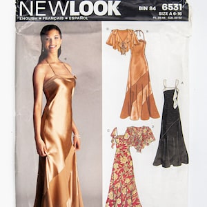 New Look Sewing Pattern 6531, Misses' Evening Dress, Misses' Shoulder Wrap, Size 6-16, UNCUT (factory folded) Year 2005