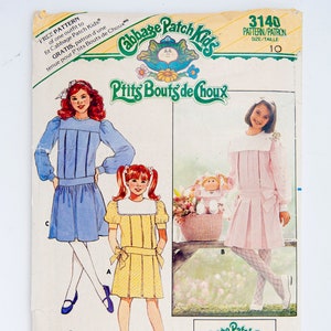 Butterick Sewing Pattern 3140, Cabbage Patch Kids, Vintage Pattern, Girls&#39; Dress and Transfer, Size 10, UNCUT(factory folded) Year 1985