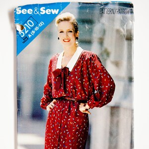 See & Sew Sewing Pattern 5210, Misses&#39; Dress, Vintage Pattern, Size 8-10-12, UNCUT (factory folded), Year 1989