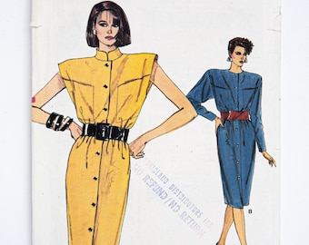 Patrón de costura Vogue 9596, Patrón vintage, Vestido de señorita, Talla 8-10-12, SIN CORTAR (plegado de fábrica) Año 1986